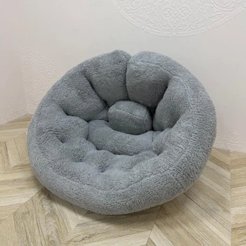 Бескаркасное кресло-кокон трансформер меховое Teddy 180x90 см светло-серое