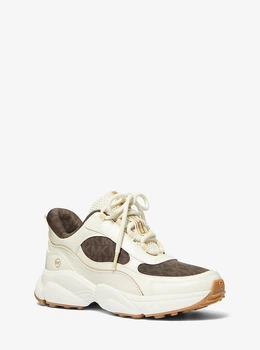 Кроссовки женские Michael Kors Katrina Mixed-Media Trainer, Beige-Brown, 37