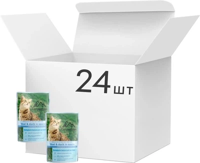 Влажный корм для кошек Carpathian Pet Food телятина с уткой в соусе 24×100 г