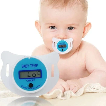 Соска-термометр Baby Temp бело-синий 120х48х17 мм пластик