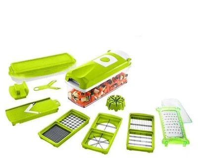 Овочерізка 12 в 1 Nicer Dicer Plus, для нарізки соломкою, скибочками, кубиками, клинами, Зелений