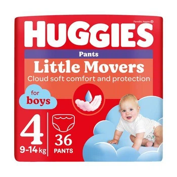 Підгузки-трусики Huggies Little Movers Pants для хлопчиків, розмір 4 (9-14 кг), 36 шт