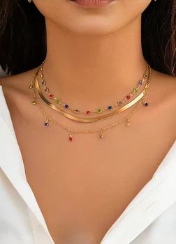 Набор колье 3 цепочки в разном стиле Fashion Jewelry Золотистые 19614 One Size