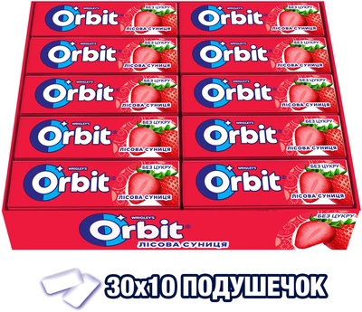 Упаковка жевательной резинки Orbit Лесная земляника 14 г x 30 шт (4009900023955)
