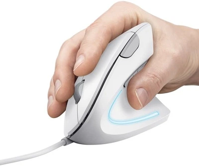 Миша Trust Verto Ergonomic USB-A White біла вертикальна ергономічна провідна миша 1600 DPI з підсвічуванням 6 кнопок