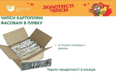 Чипси картопляні “Золотисті” зі смаком холодцю з хроном — ящик 1 кг (10×100 г)