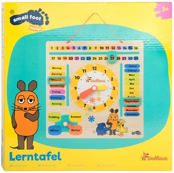 Zabawka edukacyjna Small Foot Drewniana tablica edukacyjna z zegarem „Watching Mouse” (wersja niemiecka) (10496) (4020972104960)