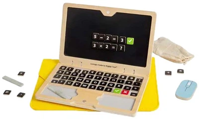 Zabawka edukacyjna Bigjigs Toys Drewniany zestaw zabawkowy „Laptop”, 95 elementów (37057) (691621850572)