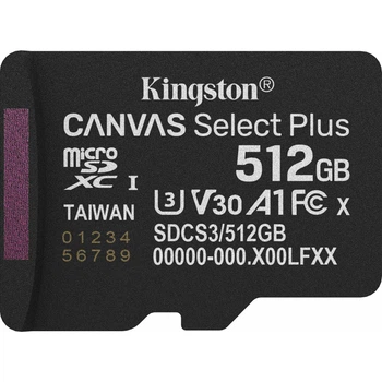 Карта памяти Kingston microSDXC Canvas Select Plus 512GB Class 10 UHS-I U3 А1 V30 (SDCS3/512GBSP) [157004]