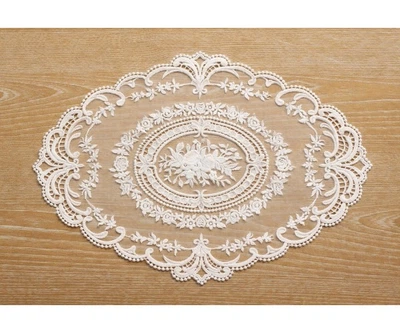 Мереживна сервірувальна серветка 29*41см Lace Bouquet, колір - молочний білий