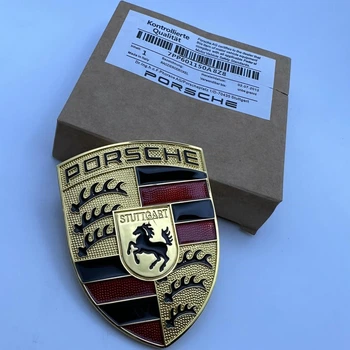 Ємблема PORSHE (Порше) 68 мм 52 мм золото знак шильдик на капот багажник 99655921101