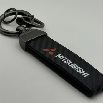 Брелок для ключів шкіряний косичка Mitsubishi екошкіра чорний мітсубісі карбон