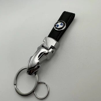 Брелок для ключів екошкіра чорна голова тигра BMW бмв