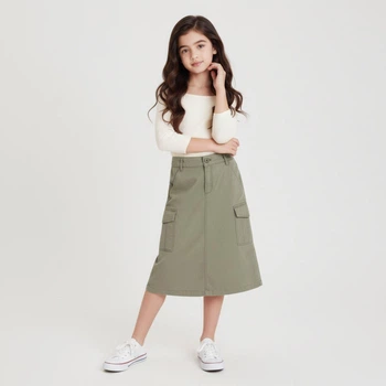 Длинная юбка - карго для девочки 140 см (9-10Y) H&M хаки