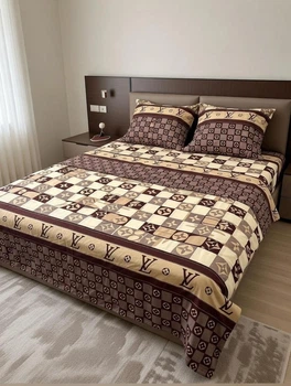 Постільна білизна євро louis vuitton бавовняна 200 х 220 коричнева 50 х 70