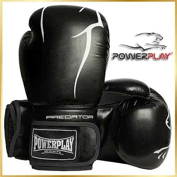Боксерські рукавиці PowerPlay Jaguar чорні для тренувань і спарингу професійні 16 унцій