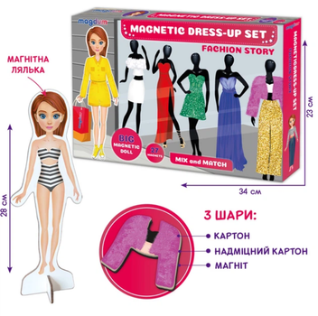 Магнітна гра Magdum Fashion story ML4032-08, магнітна лялька одягалка, 27 магнітів, одяг на магнітах, Україна