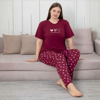 Пижама (футболка+штаны) женская Трикотаж 3XL бордо From My Heart MIRANO Mir2752-b