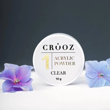 Акриловая пудра для ногтей Crooz Acrylic Powder Clear прозрачная 10 г