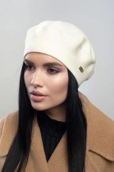 Женский берет с люрексом Сказка 8643 Leks-Jolie молоко 53-57р