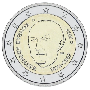 Монета Германия 2 евро 2026 Биметалл UNC D Конрад Аденауэр