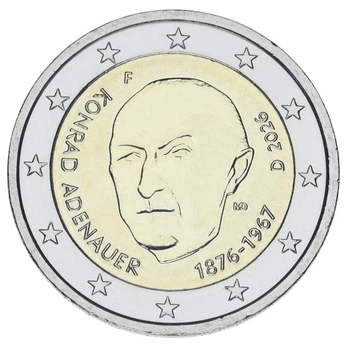 Монета Германия 2 евро 2026 Биметалл UNC F Конрад Аденауэр