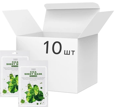 Набор тканевых масок для лица Tenzero Cica Sheet Mask с центеллой 10 шт х 25 мл (8800000082676)