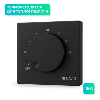 Терморегулятор механический для теплого пола NAVIN EH84BM-16A, черный матовый (24-660171-0240)