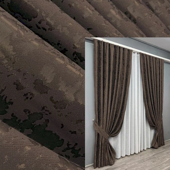 Комплект готових штор VR-Textil Льон мармур Pavliani ХО № 1910ш Венге 150х270 см 2 шт (33-1315)