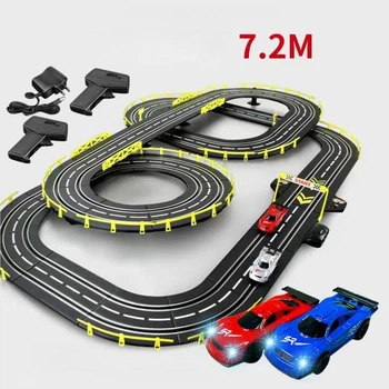 Автотрек детский гоночный трек 7.2 м 136x86 см гонки с 2 машинками и пультами управления 1:43 от сети