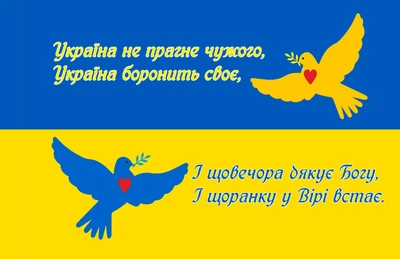 Прапор Голуби. "Україна не прагне чужого..." 80*120 см, прапорна сітка, преміум друк