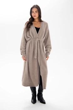 В'язаний жіночий розкішний теплий кардиган довгий German Volf 25112 beige one size 854314