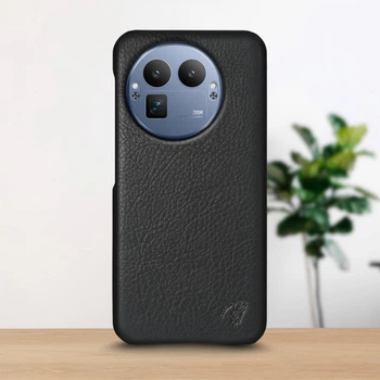 Кожаная накладка Stenk Cover для Realme GT 8 Pro Чёрная (80345)