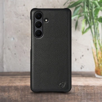 Кожаная накладка Stenk Cover для Samsung Galaxy S25 FE Чёрная (79961)