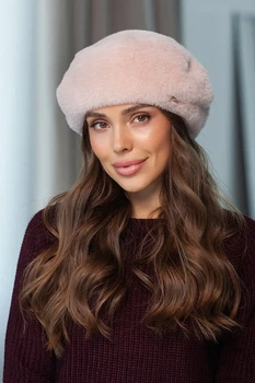 Берет из экомеха Альпака 143-034 пудра