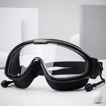 Детская маска для плавания с защитой от запотевания и ультрафиолета Mask 1 плавательные очки со встроенными берушами для бассейна / моря, черные (126448289)