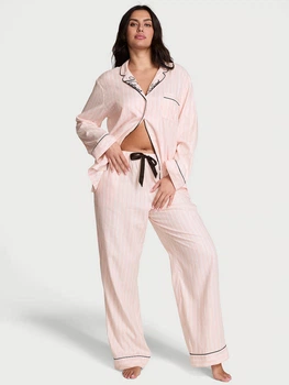 Фланелевая пижама брюки и рубашка в розовую полоску Victoria's Secret р. S (01010)