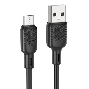 Кабель USB Borofone BX113, Silicone, MicroUSB, 2.4A, 3m, Черный
