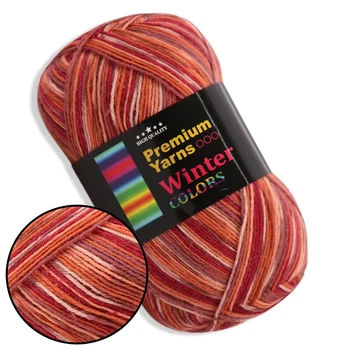 Пряжа Premium Yarn Winter Colors, №802 напіввовняна нитка для в'язання шкарпеток, шапок, шарфів та інших зимових виробів спицями та гачком