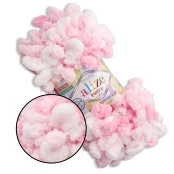 Alize Puffy Color, №5863 (100г/ 9м) плюшевая фантазийная пряжа с готовыми петлями для вязания руками пледа игрушек и балаклавы, Ализе Пуффи,Ализе Пуфи
