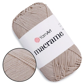 Пряжа YarnArt Macrame Кава з молоком №166, поліестеровий шнур 2,5 мм, нитка для в'язання гачком і спицями, поліестер 100%