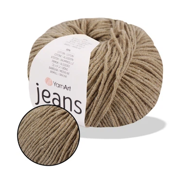 YarnArt Jeans, Темно-бежевый №48 – пряжа нити для вязания спицами и крючком (игрушки, одежда), 55% хлопок, 45% акрил, 50 г/160 м, полухлопок Ярнарт