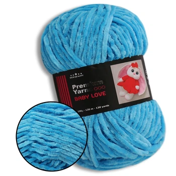 Плюшева пряжа Premium Yarn Baby Love, Бірюза №326, 100% поліестер, 100г/120м, для в'язання іграшок, дитячого одягу, пледів, амігурумі
