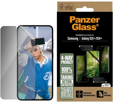 Szkło hartowane Panzer Glass Eco Matrix Ultra-Wide Fit Privacy do Samsung Galaxy S25 Plus Transparent (PGRMFPUG37942)