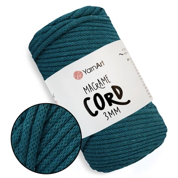 YarnArt Macrame Cord 3mm, Морская волна №789 - трикотажный шнур 250 г / 85 м для вязания сумок, игрушек, ковриков, макраме, толстая пряжа