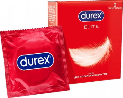 Презервативи латексні з силіконовою змазкою Durex Elite (тонкі) З шт (5010232954236)