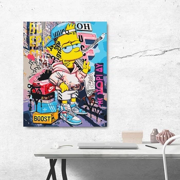 Картины по номерам 40*50 "Барт Симпсон" №LW3501, Оригами, набор для рисования, акриловые краски, кисти, хлопковое полотно, подарок