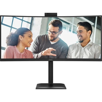 Монітор 34" AOC CU34E4CW WQHD VA 120Гц 2xHDMI DP USB-C RJ-45 USB-hub HAS колонки камера Чорний