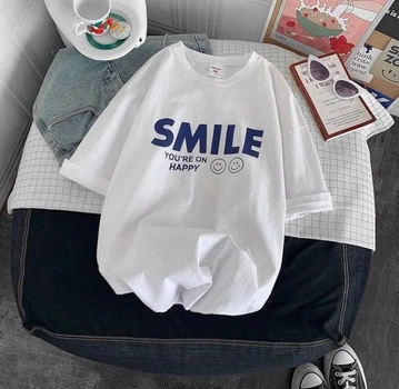 Жіноча стильна оверсайз Футболка LOYS з принтом Smile XS