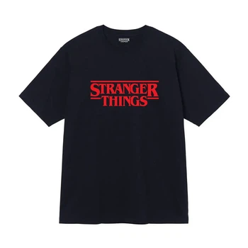 Чорна Футболка LOYS Stranger Things Logo чорні футболки Дуже дивні справи унісекс L